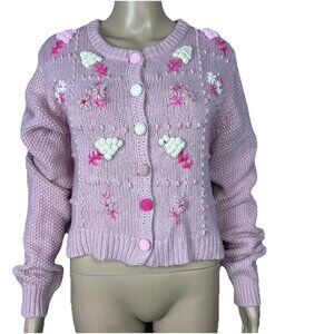 Love Shack Fancy Cardigan Sweater “Briallon” Women’s Size Large L Pink